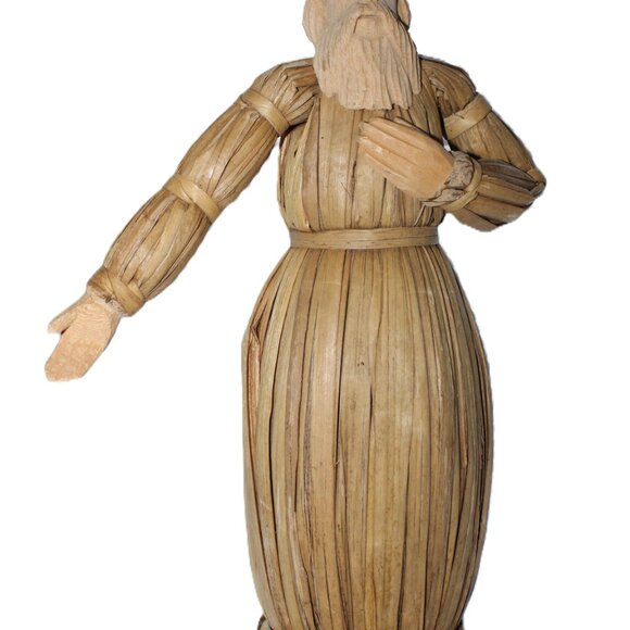 Vintage Rare Christmas Mary And Joseph Carved Cornhusk Wood Set Figures - Picture 2 of 16